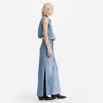 LEVI'S® WOMEN'S ICON LONG SKIRT - MED INDIGO - WORN IN