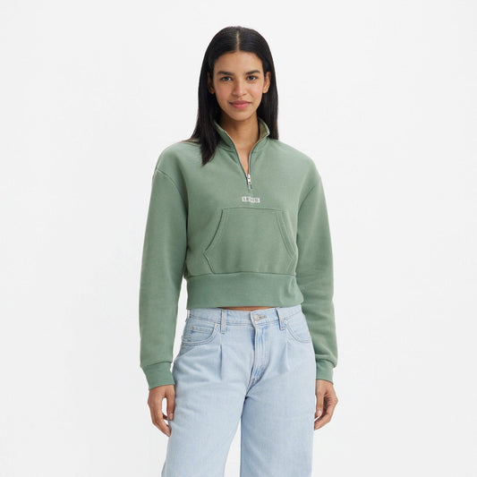 GRAPHIC SARA QUARTER-ZIP SWEATSHIRT - GREEN