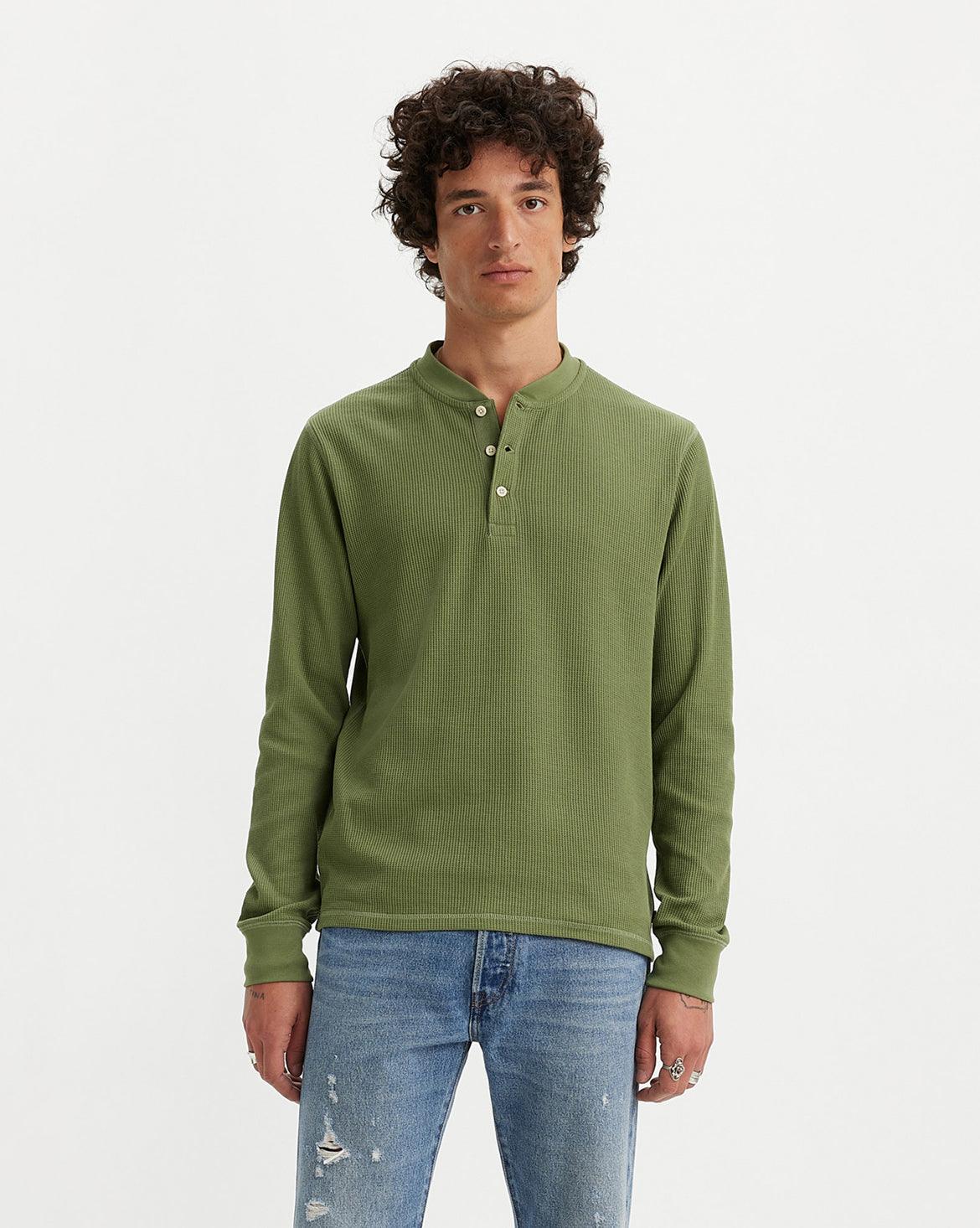 LONG-SLEEVE THERMAL HENLEY - GREEN