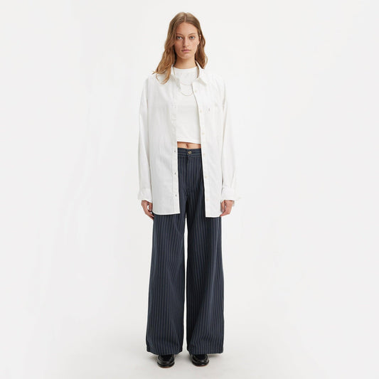 PLEATED WIDE-LEG TROUSERS - BLUE